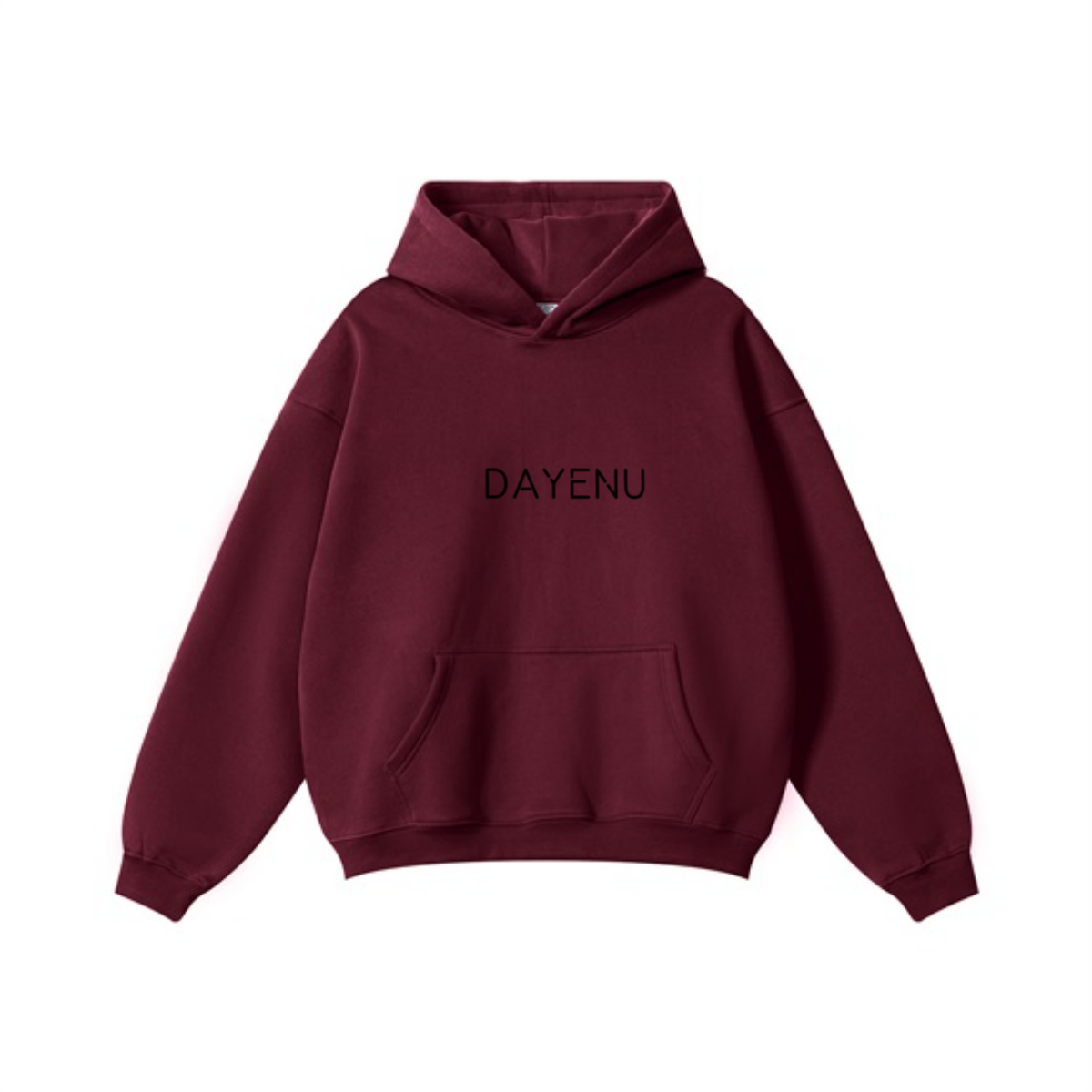 345GSM Women's Heavyweight Solid-Color Hoodie Dark Red