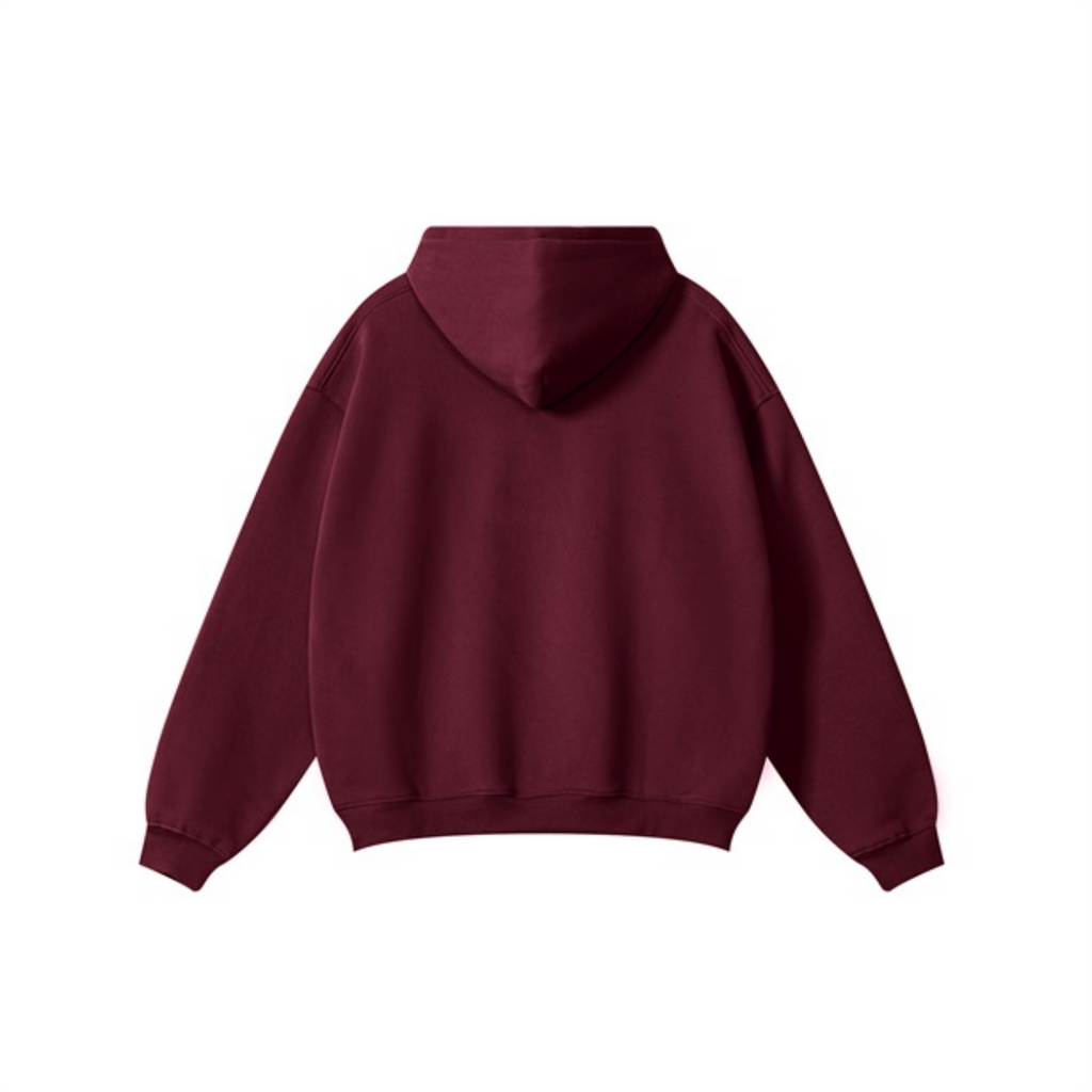 345GSM Women's Heavyweight Solid-Color Hoodie Dark Red