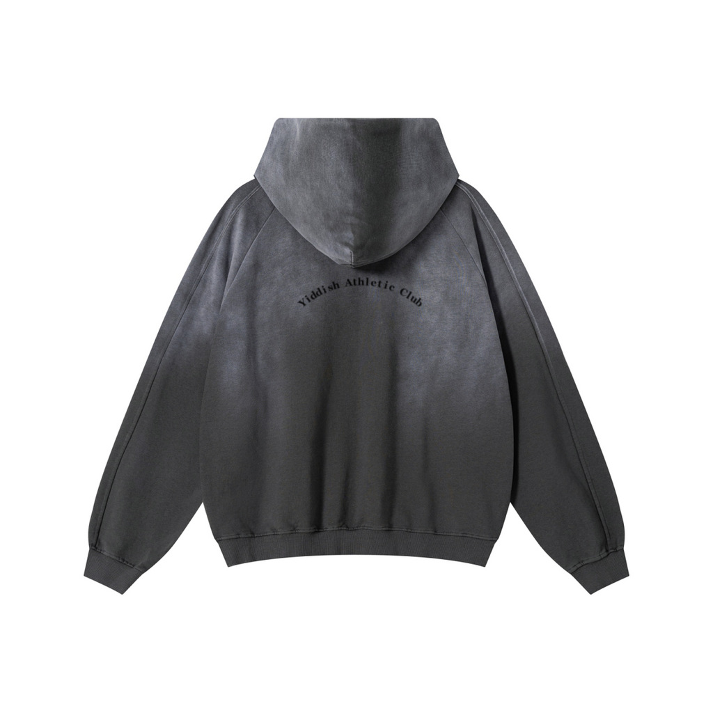 370GSM Unisex Monkey Wash Raw-Edge PP-Sprayed French Terry Hoodie Vintage Dark Grey