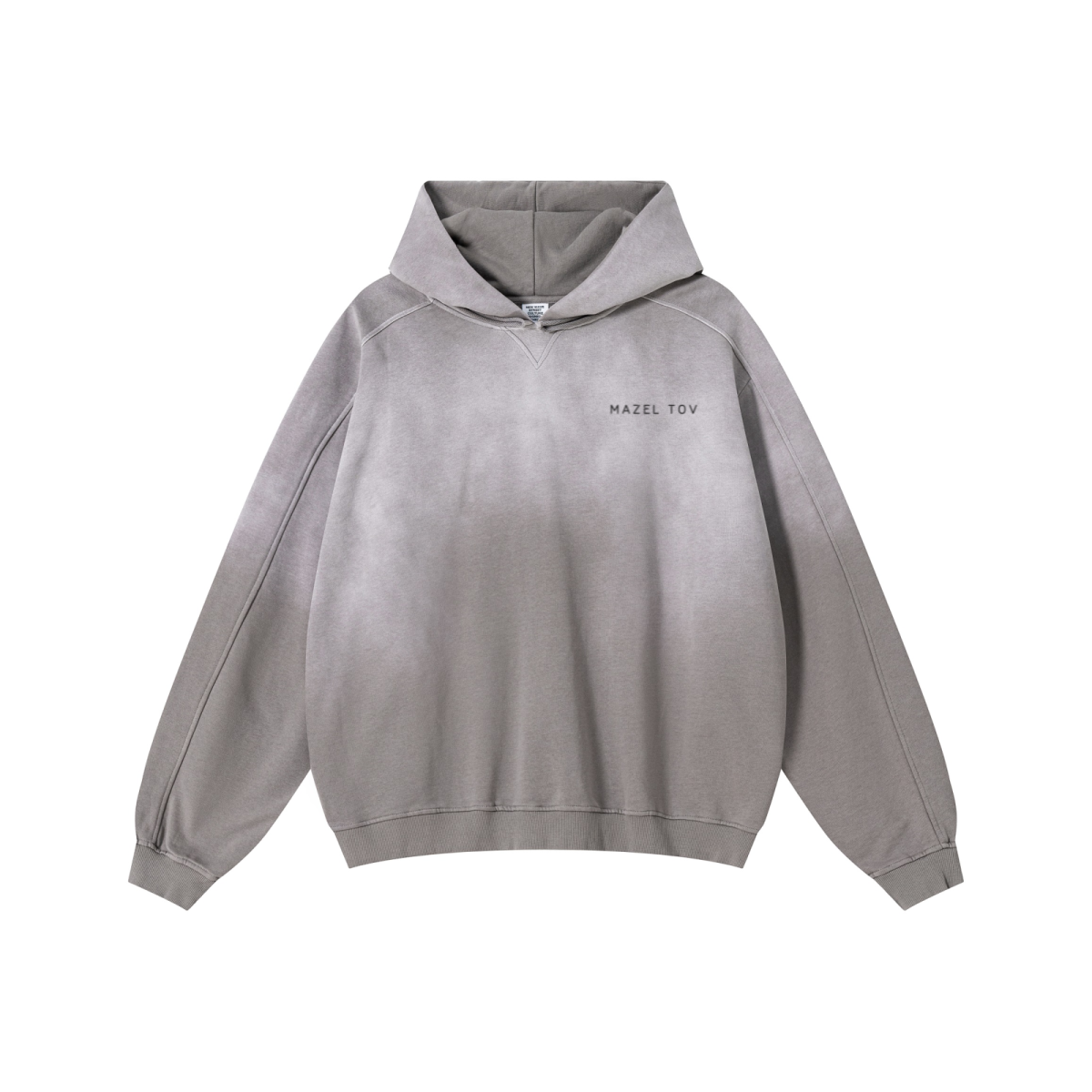 370GSM Unisex Monkey Wash Raw-Edge PP-Sprayed French Terry Hoodie Vintage Medium Grey