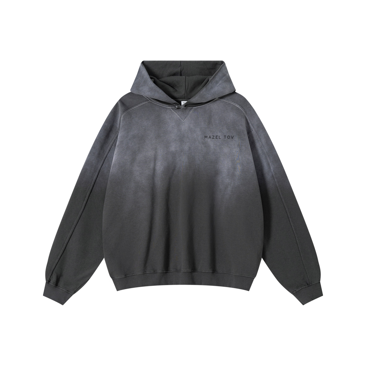 370GSM Unisex Monkey Wash Raw-Edge PP-Sprayed French Terry Hoodie Vintage Dark Grey