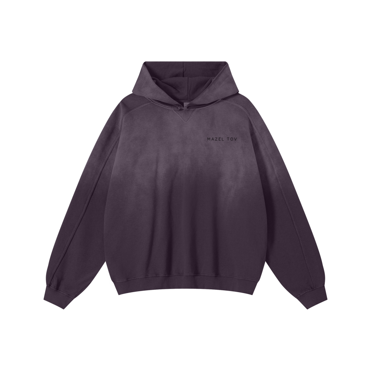 370GSM Unisex Monkey Wash Raw-Edge PP-Sprayed French Terry Hoodie Vintage Purple